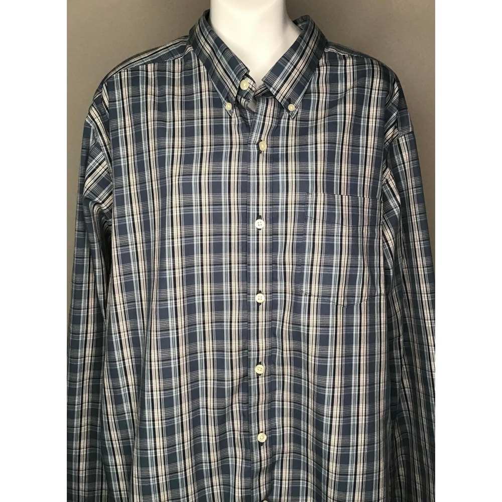 Eddie Bauer Mens Wrinkle Free Classic Fit Plaid Button Down Shirt T2XL Casual